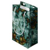 Groene marmertextuur met vinnen klein cadeauzakje (Voorkant Gekanteld)