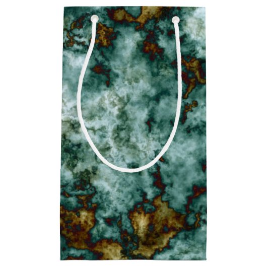 Groene marmertextuur met vinnen klein cadeauzakje (Voorkant)