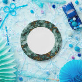 Groene marmertextuur met vinnen papieren bordje (Feest)