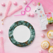 Groene marmertextuur met vinnen papieren bordje (Feest)