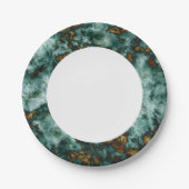 Groene marmertextuur met vinnen papieren bordje (Voorkant)