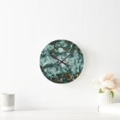 Groene marmertextuur met vinnen ronde klok (Huis)