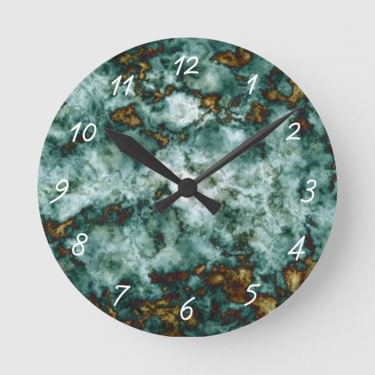 Groene marmertextuur met vinnen ronde klok (Voorkant)
