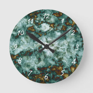 Groene marmertextuur met vinnen ronde klok