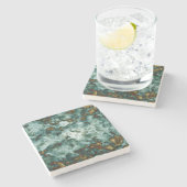 Groene marmertextuur met vinnen stenen onderzetter (Zijkant)