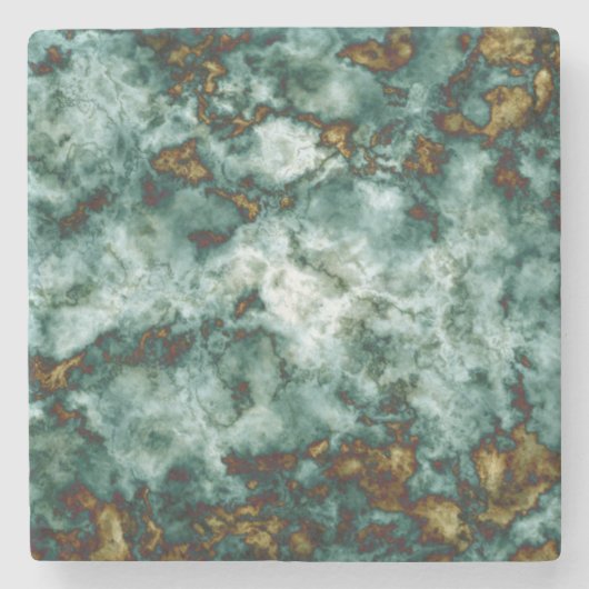 Groene marmertextuur met vinnen stenen onderzetter (Voorkant)