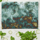 Groene marmertextuur met vinnen theedoek (Gevouwen)