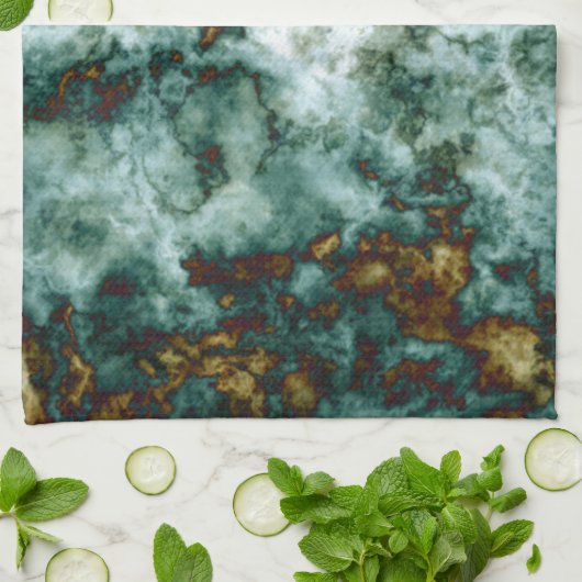 Groene marmertextuur met vinnen theedoek (Gevouwen)