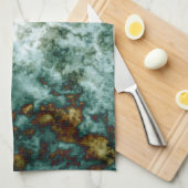 Groene marmertextuur met vinnen theedoek (Quarter Fold)