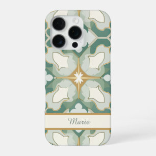 Groene Marokkaanse tegel gepersonaliseerd iPhone 16 Pro Hoesje