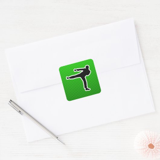 Groene Martiale Kunsten Vierkante Sticker (Envelop)