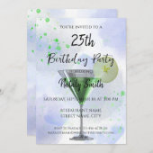 Groene martini cocktail op witte uitnodiging (Voorkant / Achterkant)