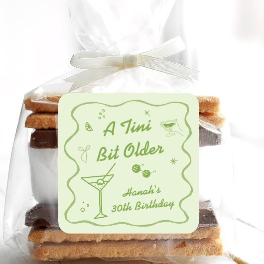Groene Martini thema Verjaardagsfeest Vierkante Sticker