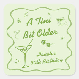 Groene Martini thema Verjaardagsfeestje Vierkante Sticker