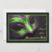 Groene Masker Masqueradebal Halloween Uitnodiging (Voorkant)