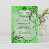 Groene Maskerade Bal Masker Kostuum Halloween Onde Kaart (Staand voorkant)