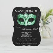 Groene Maskerade Bal Masker Kostuum Halloween Onde Kaart (Staand voorkant)