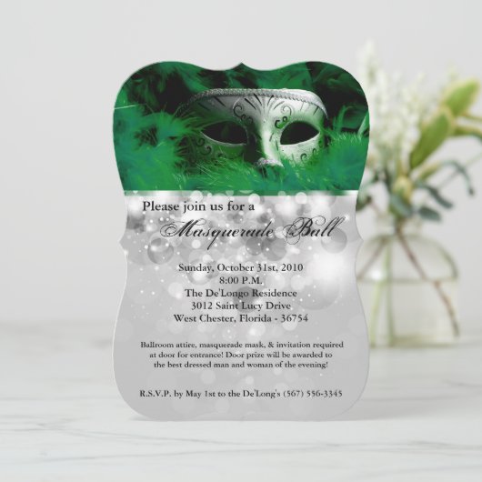 Groene Maskerade Bal Masker Kostuum Halloween Onde Kaart (Staand voorkant)