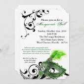 Groene Maskerade Bal Masker Kostuum Halloween Onde Kaart (Voorkant / Achterkant)