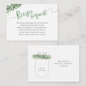Groene Mason Jar Bruiloft Recept Verzoek Informatiekaartje (Voorkant / Achterkant)
