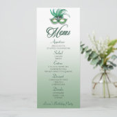 Groene Masquerade Birthday Party Flat Menu (Staand voorkant)