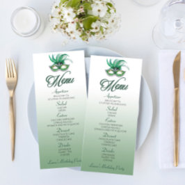 Groene Masquerade Birthday Party Flat Menu