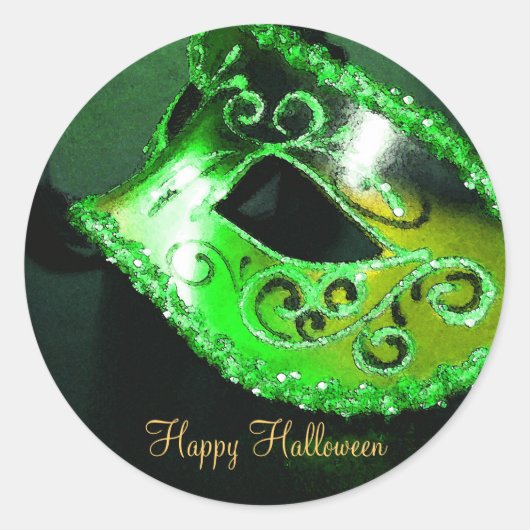 Groene Masquerade Halloween Party Stickers (Voorkant)