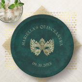 Groene Masquerade Masker Elegante Quinceanera Papieren Bordje