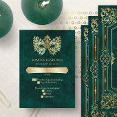 Groene Masquerade Masker Elegante Quinceanera RSVP Kaartje