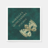Groene Masquerade Masker Elegante Quinceanera Servet (Voorkant)