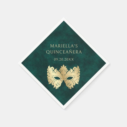 Groene Masquerade Masker Elegante Quinceanera Servet (Hoek)
