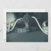 Groene Masquerade Masker Pearls Wedding Kaart (Achterkant)