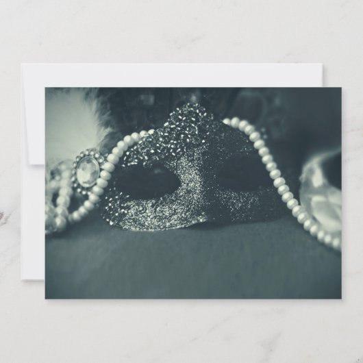 Groene Masquerade Masker Pearls Wedding Kaart (Achterkant)