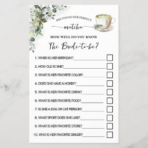 Groene Matcha Hoe Weet Je Hoe Haar Game Card Flyer