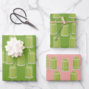 Groene Matcha Latte Metselglas Patroon IJsthee Inpakpapier Vel
