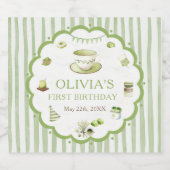 Groene Matcha Strepen Verjaardag Sparkling Wijnetiket (Enkel label)