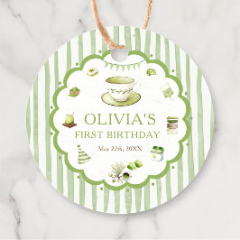 Groene Matcha Strepen Verjaardags Favorietlabels Bedankjes Labels