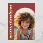 Groene Mauve Botanical - Moderne Fotoboog Folie Feestdagenkaart (Voorkant)