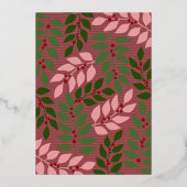 Groene Mauve Botanical - Moderne Fotoboog Folie Feestdagenkaart (Achterkant)