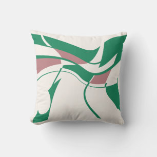 Groene Mauve op Off-White wervelende moderne kunst Kussen