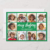 Groene MCM - 10 Fotocollage - Vrolijk Kerstfeest Feestdagenkaart (Voorkant)
