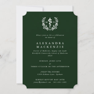 Groene MD Asclepius + Laurierkrans Afstuderen Kaart