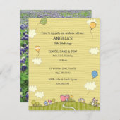 Groene Meadows Children's Birthday Party Invitatio Kaart (Voorkant / Achterkant)