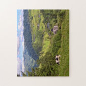 Groene Meadows en een koe met uitzicht van panoram Legpuzzel (Verticaal)