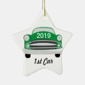 Groene Mean Retro Auto 1e Auto Keramisch Ornament (Rechts)