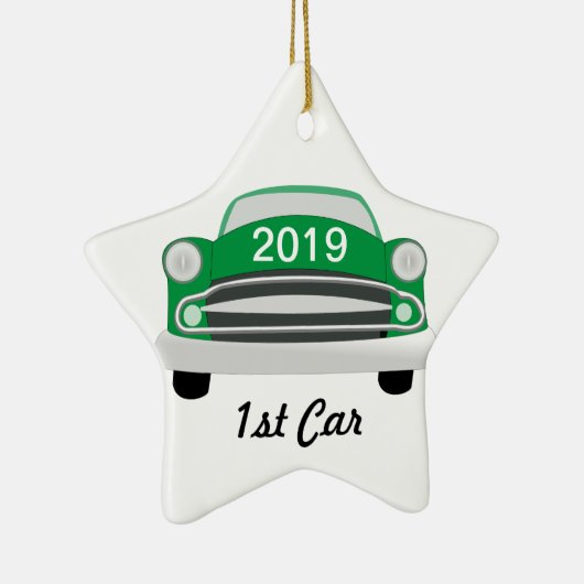 Groene Mean Retro Auto 1e Auto Keramisch Ornament (Rechts)