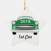 Groene Mean Retro Auto 1e Auto Keramisch Ornament (Voorkant)