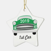 Groene Mean Retro Auto 1e Auto Keramisch Ornament (Links)