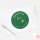Groene 'Meant to Bee' potlabel, huwelijksgunst hon Ronde Sticker (Envelop)