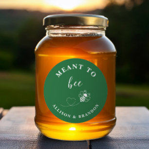 Groene 'Meant to Bee' potlabel, huwelijksgunst hon Ronde Sticker